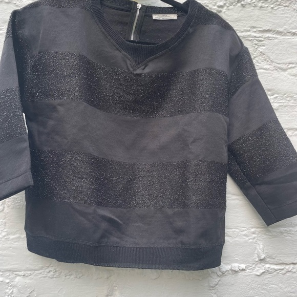 Zara black striped shiny sweater - Picture 1 of 3